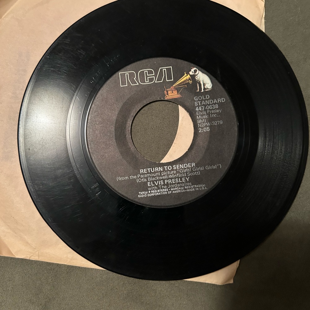 Elvis Presley Return to Sender single 45 rpm vinyl record in sleeve RCA